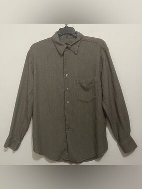 Donna Karan Olive Brown Men’s Long-Sleeve Button-Down Shirt